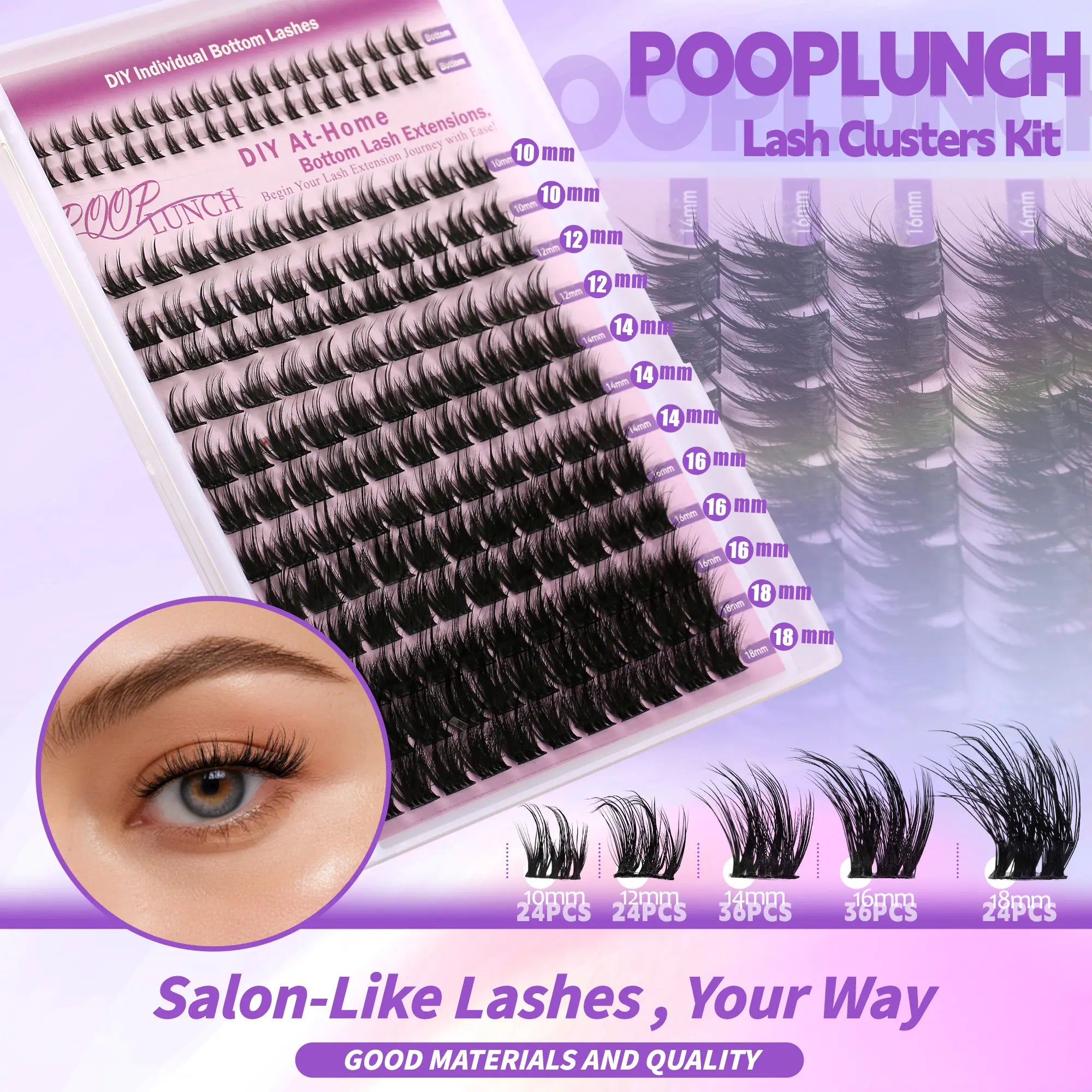LumiLash™ Professional DIY Lash Cluster Kit – 280 Soft Wispy Lash Clusters | Complete At-Home Lash Extension Set
