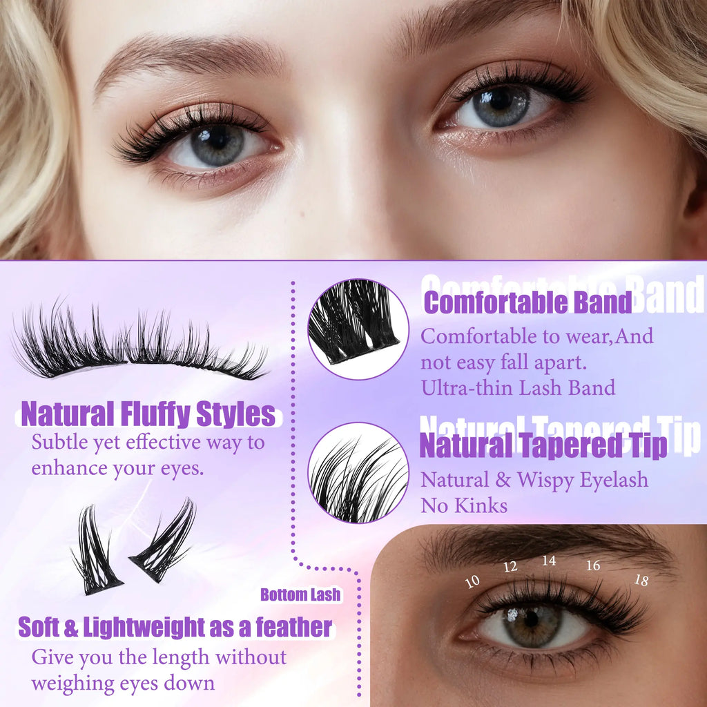 LumiLash™ Professional DIY Lash Cluster Kit – 280 Soft Wispy Lash Clusters | Complete At-Home Lash Extension Set