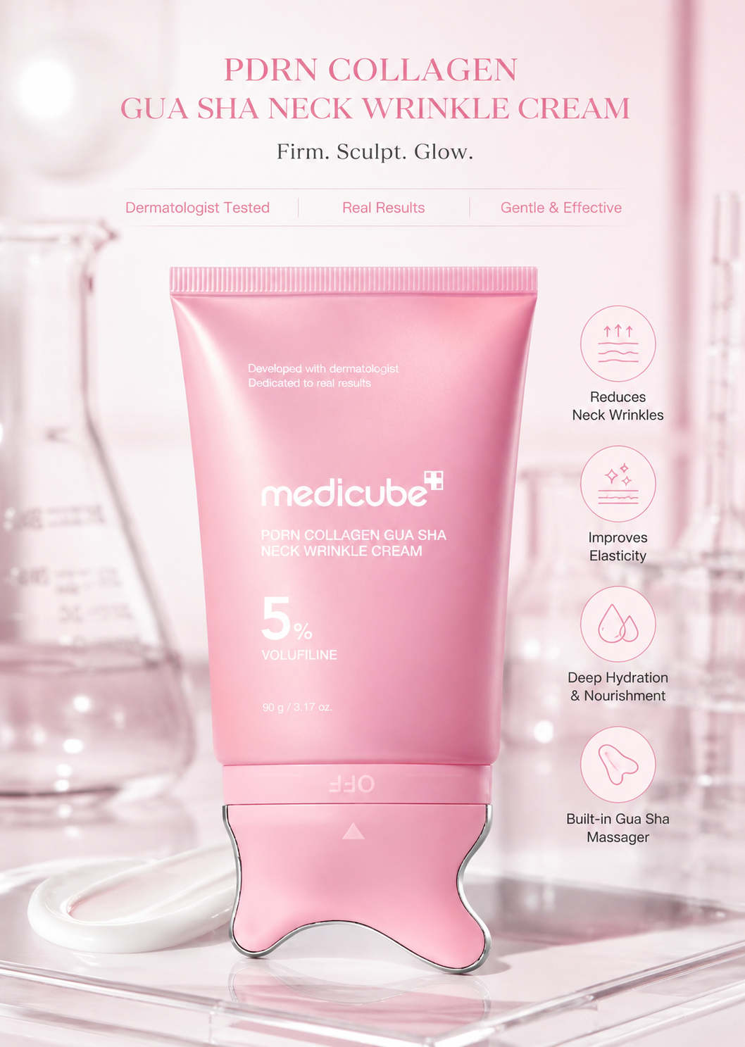 PDRN Collagen Neck Cream with Gua Sha Massager