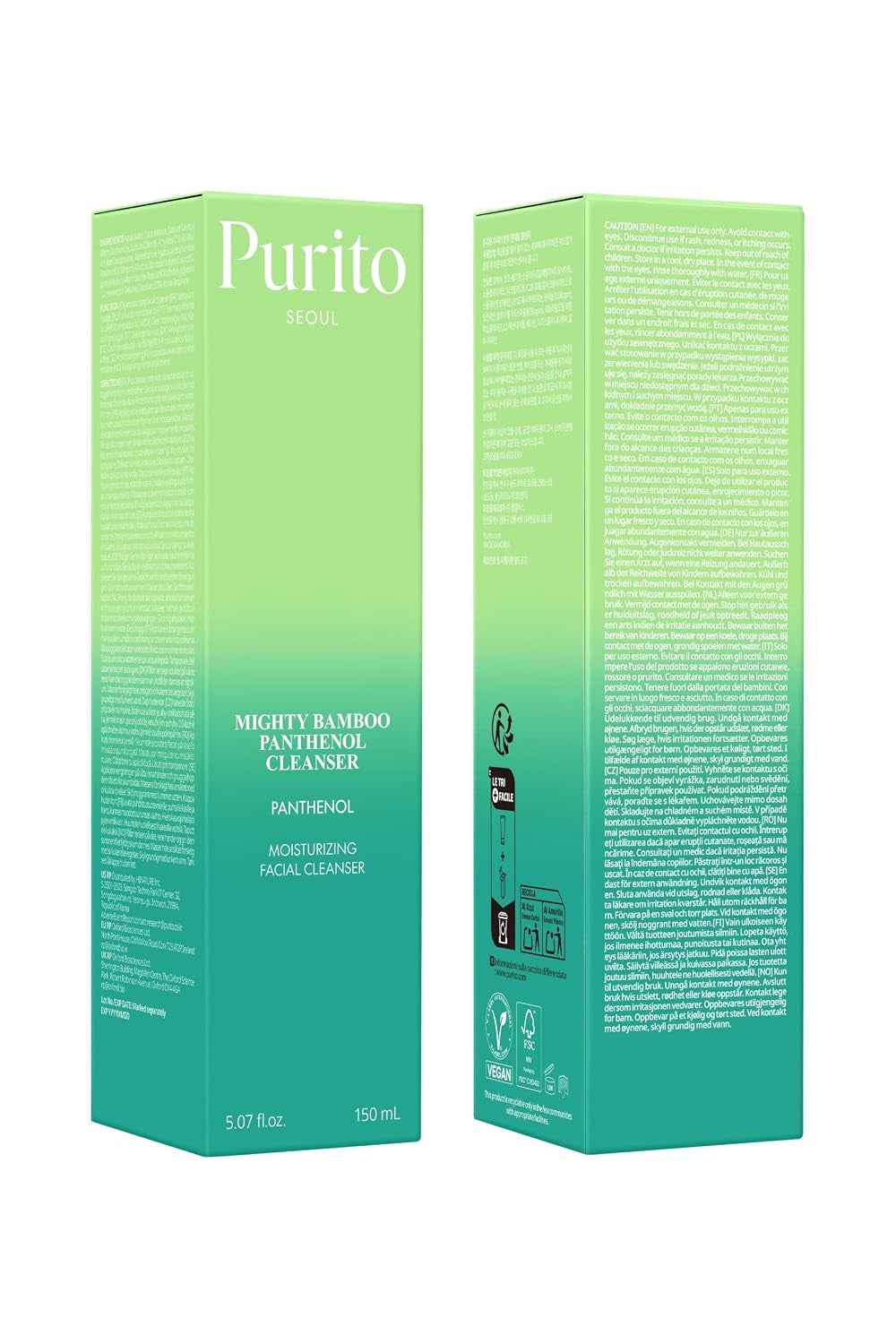 Mighty Bamboo Panthenol Cleanser, Gentle Face Wash for Moisturizing, Makeup Remover, for Sensitive Skin, Vegan & Cruelty-Free Face Cleanser150Ml / 5.07 Fl. Oz.